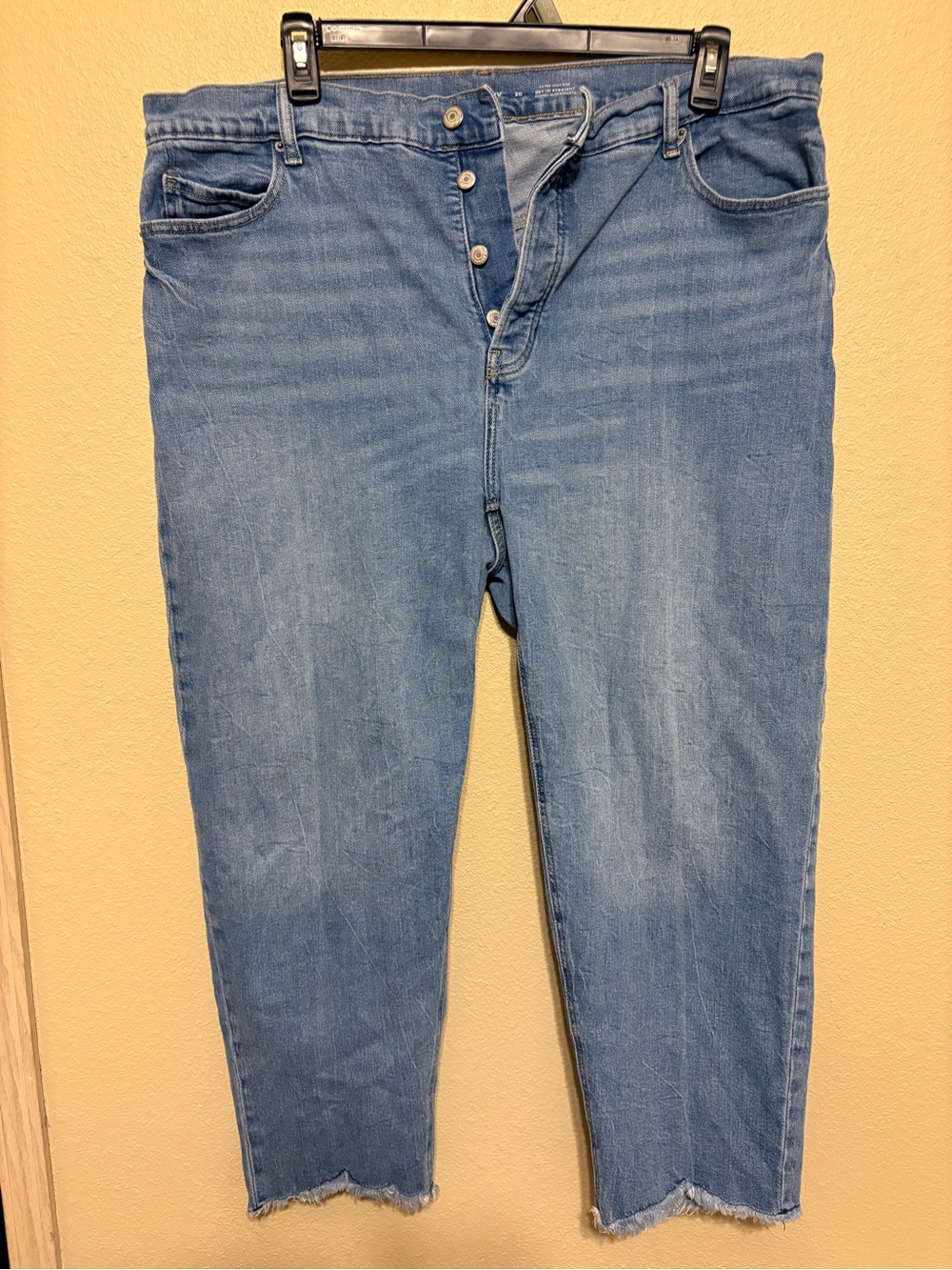 Women's Light Blue Button-Fly Straight Jeans